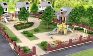 На каком расстоянии от забора частного дома может администрация города установить детскую площадку